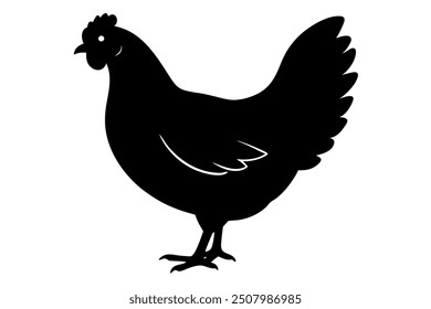 A vector art silhouette hen illustration on white background