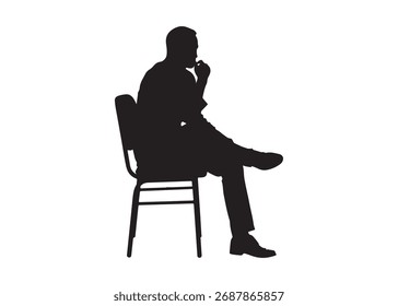 Arte vectorial de la silueta de un hombre sentado en una silla