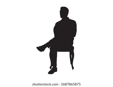 Arte vetorial de silhueta de um homem sentado em uma cadeira