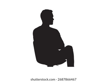 Arte vectorial de la silueta de un hombre sentado en una silla