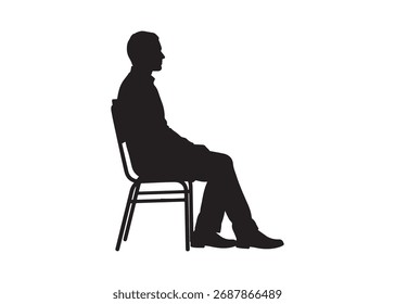 Arte vectorial de la silueta de un hombre sentado en una silla