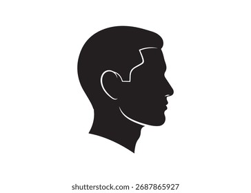Arte vectorial de silueta de una cabeza de hombre en color negro