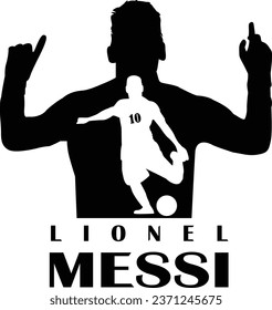 Vector art and silhouette of popular football, soccer player Lionel Messi isolated in transparent background.