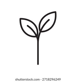 Arte vectorial de línea simple de un brote de planta joven con dos hojas