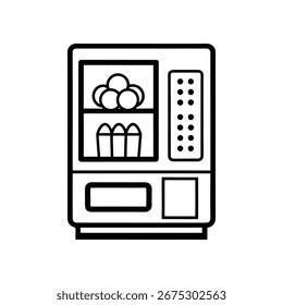 Vetor arte de simples ícone de arte de linha de uma máquina de venda automática com lanches