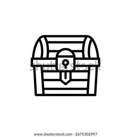 Vector art of simple line art icon of a treasure chest