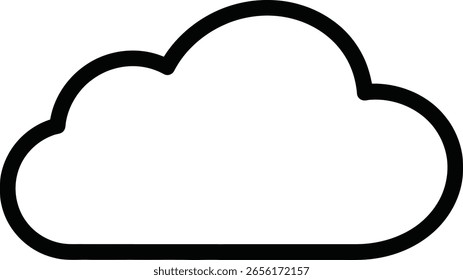 Arte vetorial de contorno simples de um símbolo de nuvem isolado sobre fundo transparente