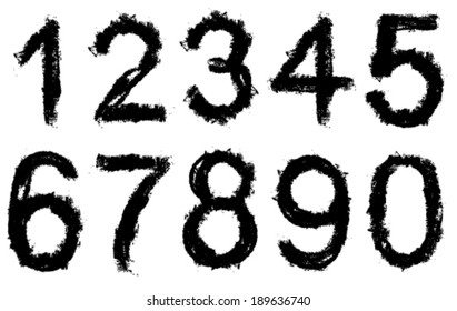 Vector art sketched stylized grunge number. Hand drawn letters. Graphic elements.