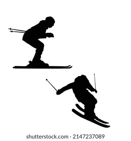 Vector Art of Skiing Silhouette Art