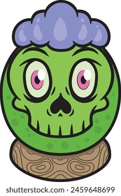 Personaje de cabeza de cráneo de Arte vectorial dentro de una caricatura de cristal Jar, ilustración para camiseta, pegatina o Mercancía de ropa. Con estilo pop moderno.