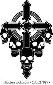Vector art of skulls with religious motifs