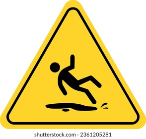 Vector art - slippery wet floor caution sign as a safety precaution for the wet surface hazard mainly used during maintenance like stripping wax from floors.