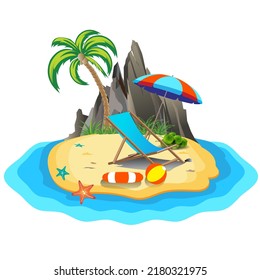 arte vectorial de una pequeña isla sobre un fondo blanco