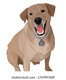 Vector art of a smiling brown dog