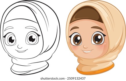 Arte vetorial de uma garota sorridente usando hijab