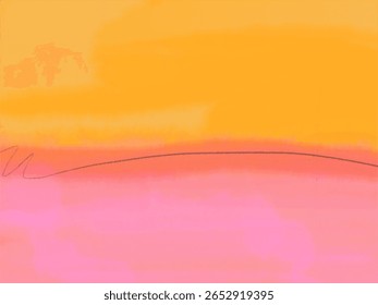 Vector art with a soft orange and pink gradient sky, suggesting dawn or dusk with a subtle, hand-drawn line element. Evokes tranquility and a fleeting moment. Suitable for atmospheric or introspective