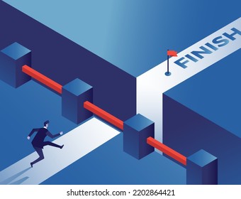 vector art of someone who wants to cross the abyss to reach the finish line