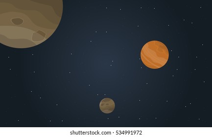 Vector art of space with planet landscape