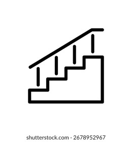 Arte vetorial de escada com corrimão em linha simples ilustração de vetor de ícone de linha de arte