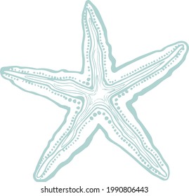 Vector art starfish in blue color doodle line art style for summer vacation
