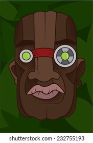 vector art of steam punk styled African black tribal jungle totem mask