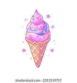 Arte vector de fresa y helado de vainilla