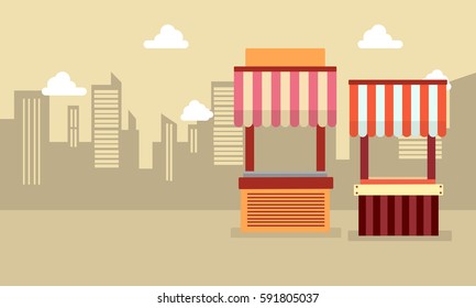 Vector art of street stall landscape collection stock