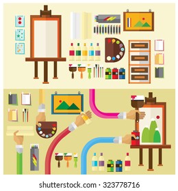 vector Art studio color paint flat illustration icon arm and hand Modern