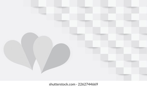 vector art style background and 3d paper heart shape