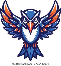 Vector art style bird in white solid background