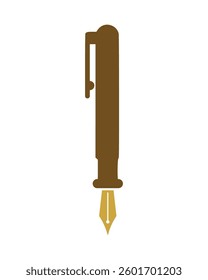 Vector art of stylish writing tool, fountain pen. Isolated icon, graphic element design