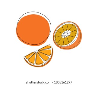 Vektorkunst der stylierten flachen Orange in vereinfachtem Stil in Orange
