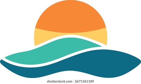Vector art of stylized sun and ocean waves forming a hat shape
