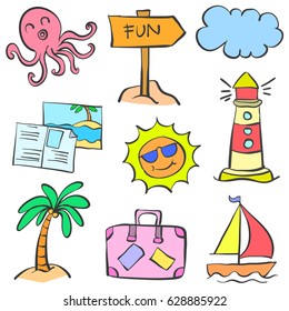 Vector art summer element doodles