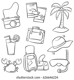 Vector art summer object of doodles