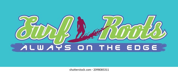 Vector art of surfer silhouette and surfing text. Design for prints on t-shirts, posters, etc...