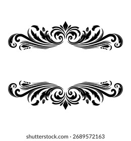 Arte vectorial de diseño simétrico de Vector blanco y negro con elegantes florales, perfecto para añadir un toque de sofisticación