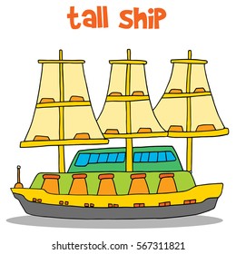 Vector art of tall ship collection stock