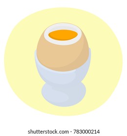 Vector art of a tasty soft-boiled egg with the yolk exposed in a little egg cup.  Matching foods also available!  Transparent background in vector file.