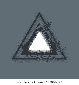 Vector art with tattoo styled geometric shape. Bright light from white triangle.