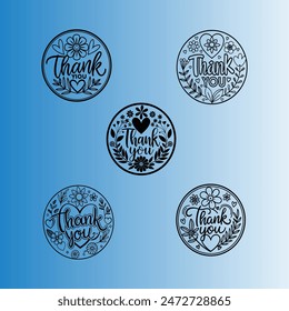 The "Vector art of Thank you logo integrated with love heart and flower pattern" is a digital graphic design that combines a heartfelt message of gratitude with visually appealing elements.