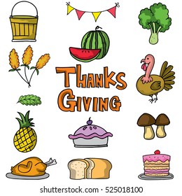 Vector art thanksgiving on doodles