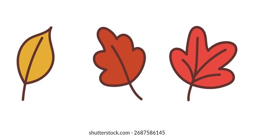 Vector art of three colorful autumn leaves vector. autumn leaf flat vector illustration 