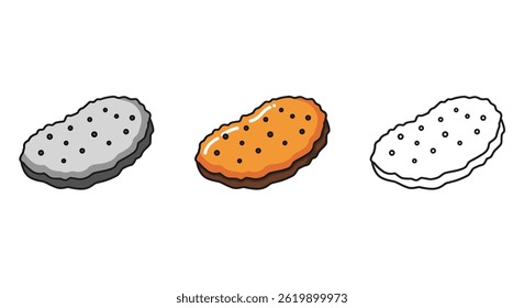 Vector Art Of Three Potato Slices In Different Color Variations