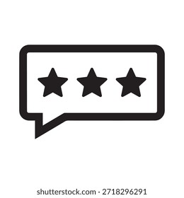 Vector art of three star rating in a speech bubble