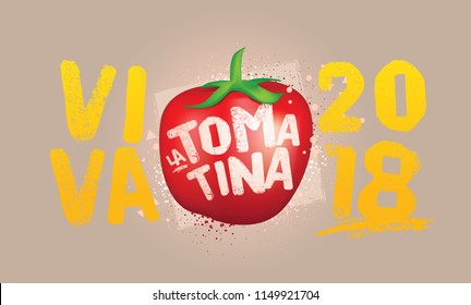 Vector Art for Tomatina Festival. Buñol Valencia Spain. Celebration Logo. Tomato Symbol.