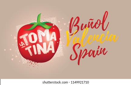 Vector Art for Tomatina Festival. Buñol Valencia Spain. Celebration Logo. Tomato Symbol.