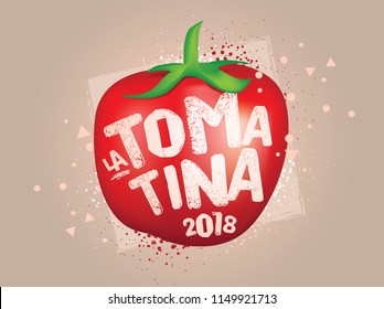 Vector Art for Tomatina Festival. Buñol Valencia Spain. Celebration Logo. Tomato Symbol.