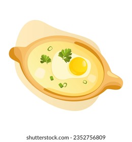 vector art traditional adjarian khachapuri pies salted cheese egg