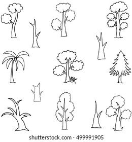 Vector art of tree hand draw doodles collection